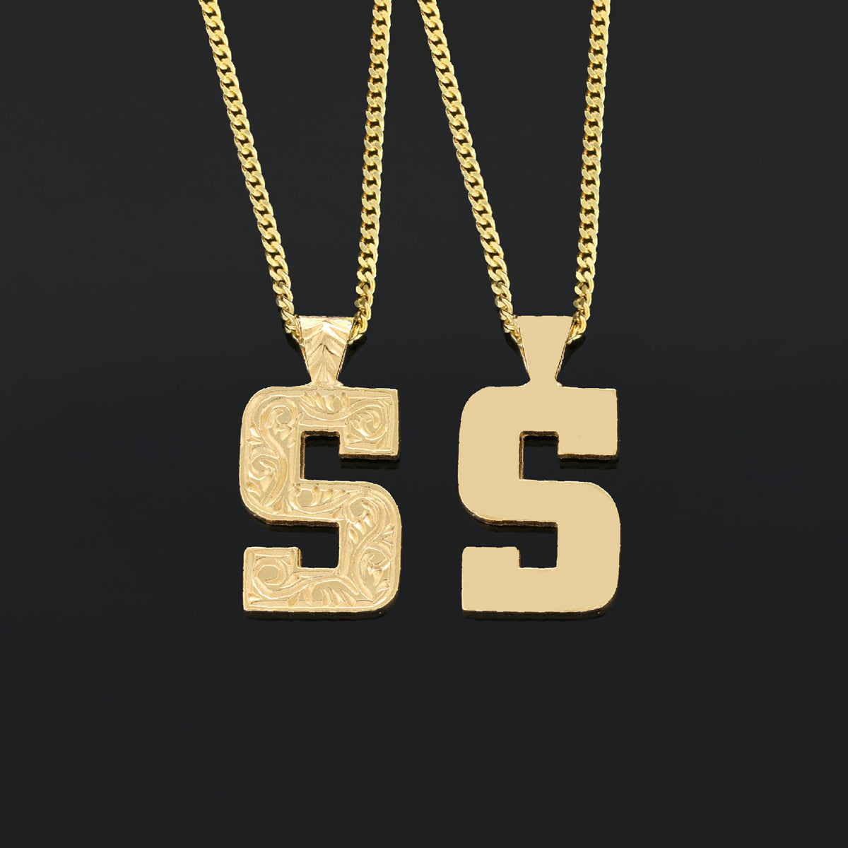 Unisex Special Design Letter Handmade Monogram S Sterling Silver Necklace by SWISS PLUS - Letter Collection - view 2