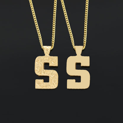 Unisex Special Design Letter Handmade Monogram S Sterling Silver Necklace by SWISS PLUS - Letter Collection - view 2