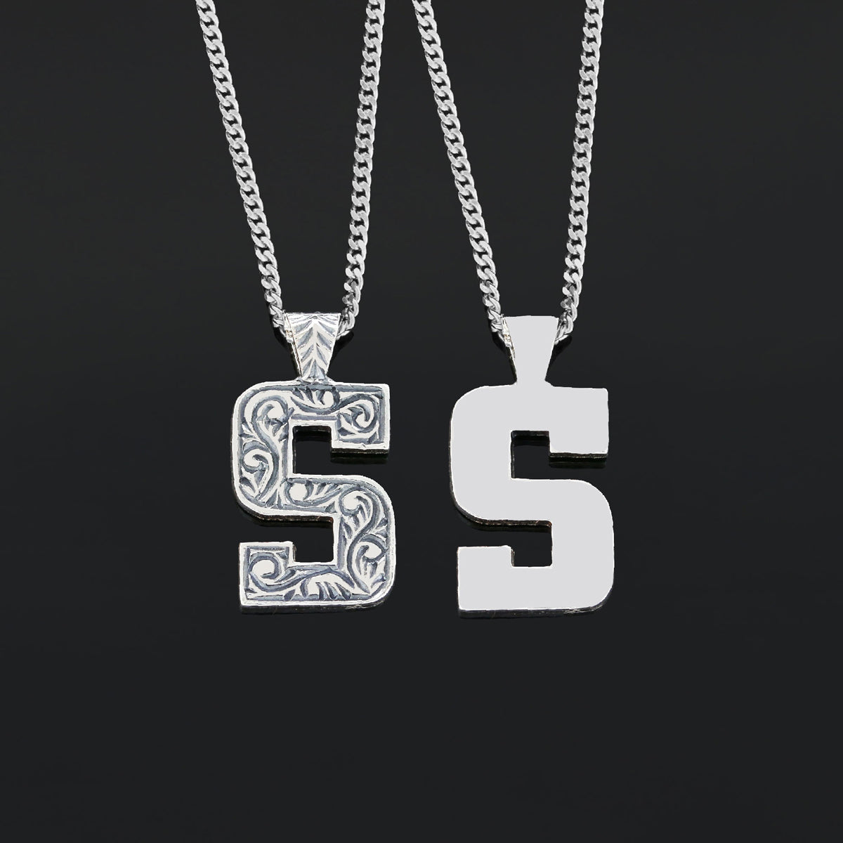 Unisex Special Design Letter Handmade Monogram S Sterling Silver Necklace