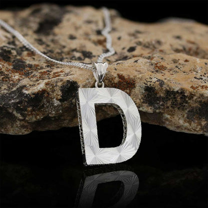 Unisex Sterling Silver Custom Design Letter Monogram D Pendant by SWISS PLUS - Letter Collection