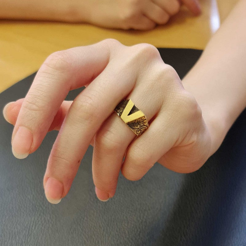 V Letter 925 Sterling Silver Women Ring - view 3