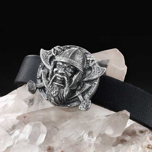 Viking Leather Bracelet by SWISS PLUS - Unique Design Leather Bracelets