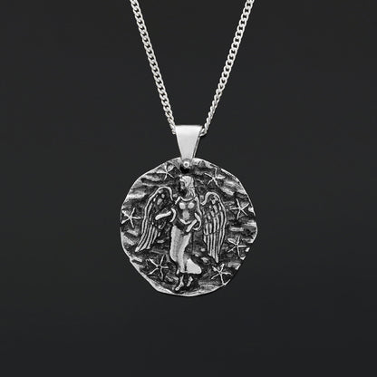 Virgo Pendant, Elegant Zodiac Necklace, Personalized Astrology Jewelry, Virgo Birth Sign, Customizable Sterling Silver Pendan