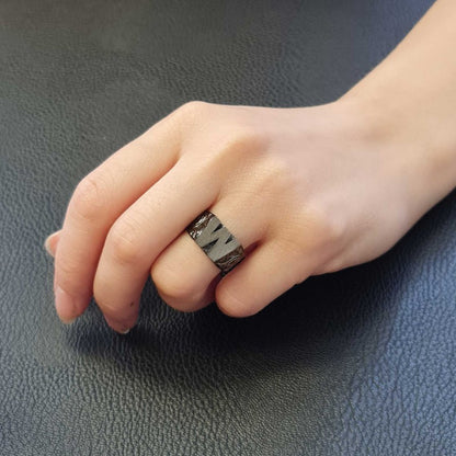 W Letter Monogram 925 Sterling Silver Women Ring by SWISS PLUS - Letter Collection - view 5