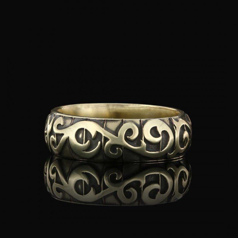 Ivy Pattern Embroidered Special Production Silver Wedding Ring
