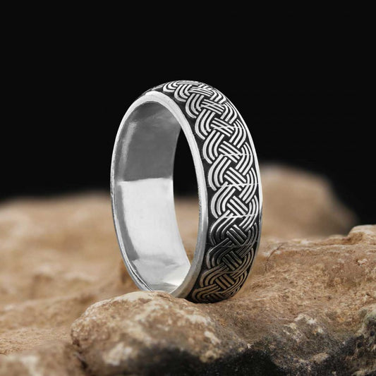 Braided Band Wheat Woven Wire Twisted Sterling Silver Wedding Ring - view 1