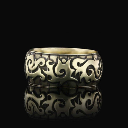 Classical Motif Embroidered Silver Wedding Ring by SWISS PLUS - Sterling Silver Band Rings - view 5
