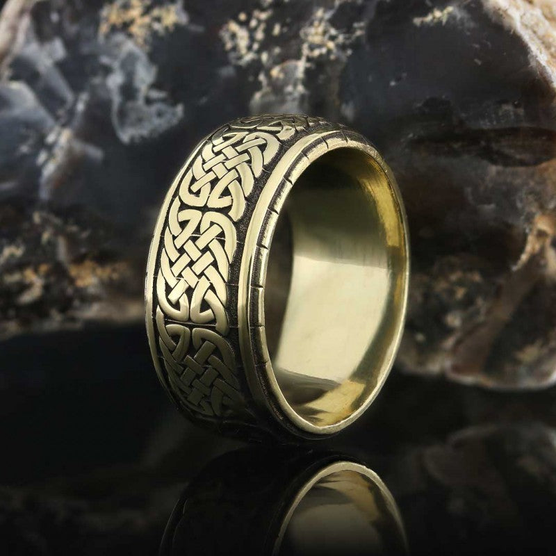 Handcrafted Wicker Pattern Silver Wedding Ring - view 1