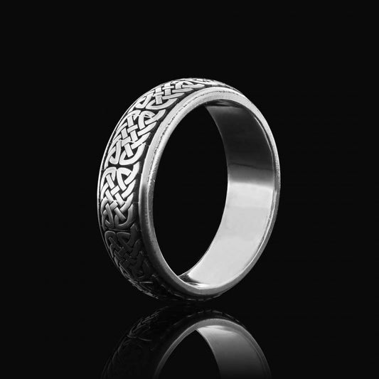 Handcrafted Wicker Pattern Silver Wedding Ring - view 2