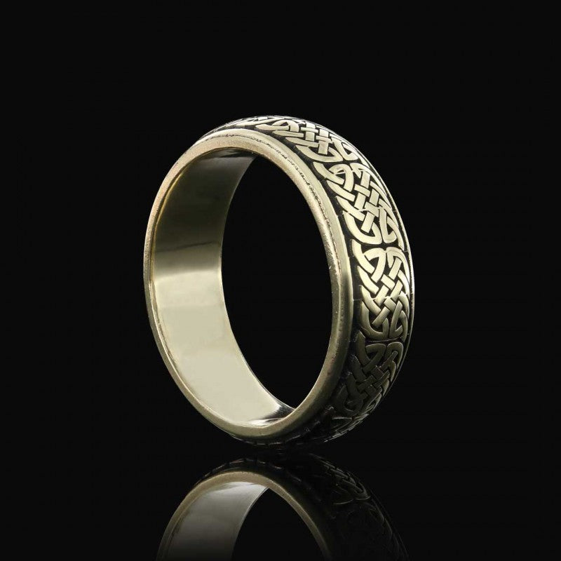 Handcrafted Wicker Pattern Silver Wedding Ring - view 3