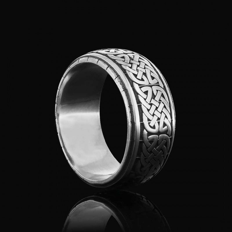 Handcrafted Wicker Pattern Silver Wedding Ring - view 4