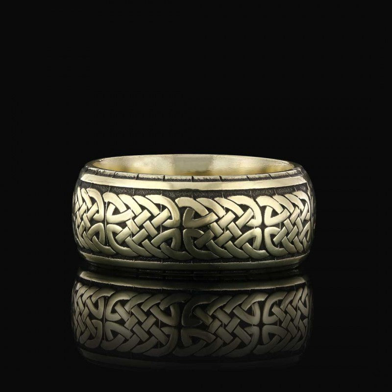 Handcrafted Wicker Pattern Silver Wedding Ring