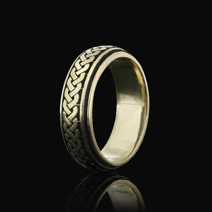 Knit Pattern Cornered 925 Silver Wedding Ring by SWISS PLUS - Sterling Silver Band Rings - view 6