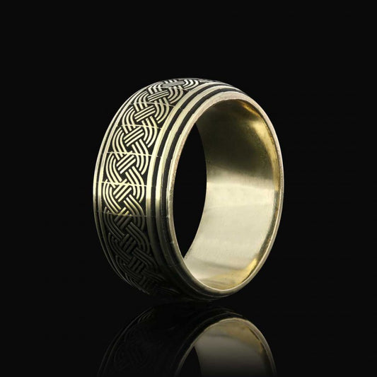 Thick Knitted Pattern 925 Silver Wedding Ring by SWISS PLUS - Sterling Silver Band Rings - view 2
