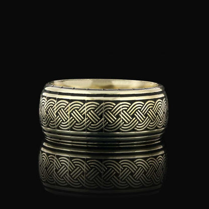 Thick Knitted Pattern 925 Silver Wedding Ring by SWISS PLUS - Sterling Silver Band Rings - view 4
