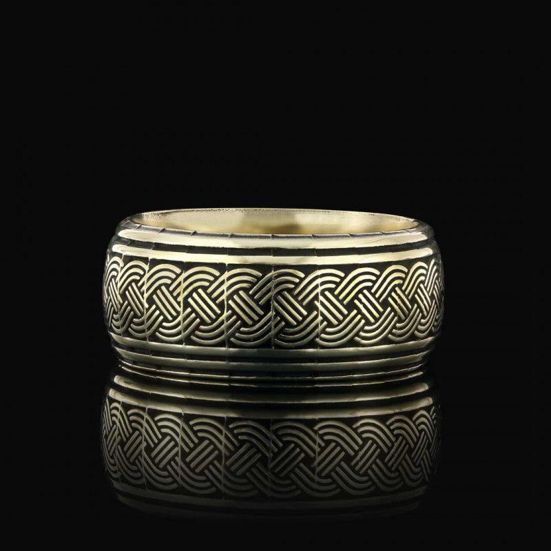 Thick Knitted Pattern 925 Silver Wedding Ring