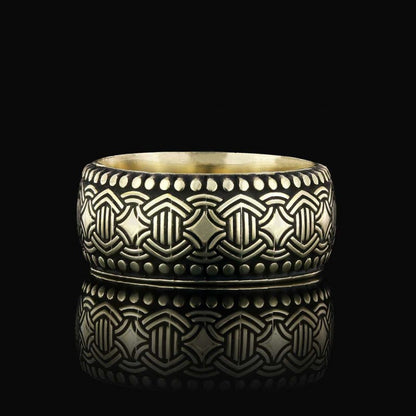 Pattern Embroidered Edges Dotted Silver Wedding Ring by SWISS PLUS - Sterling Silver Band Rings - view 5