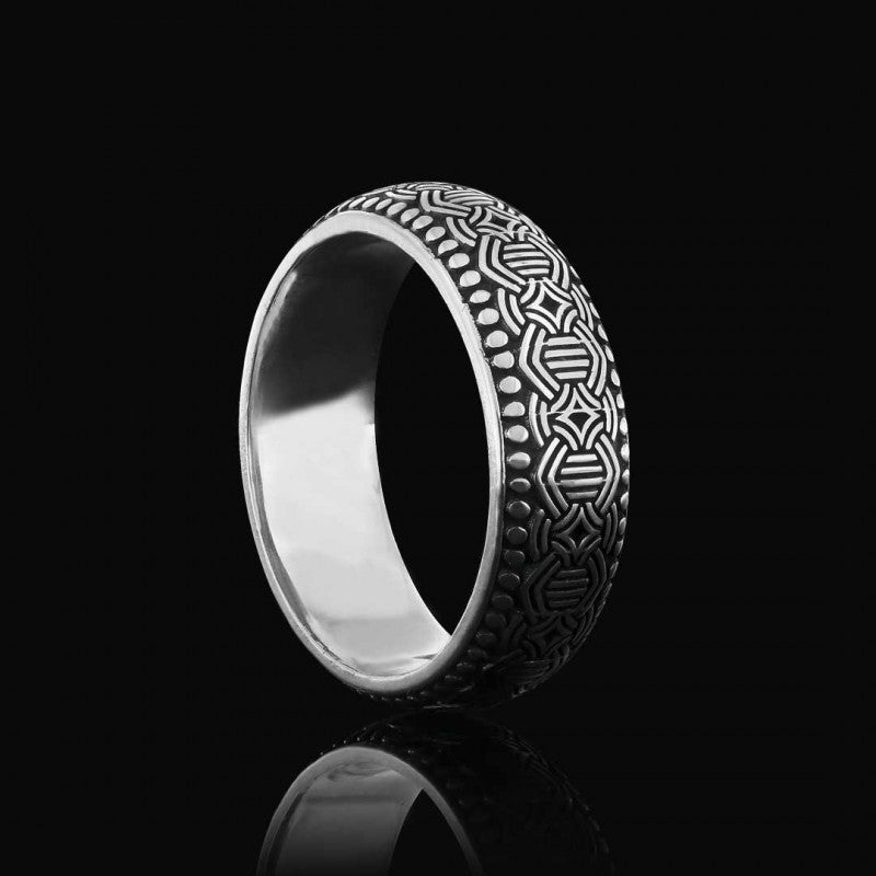Special Design Modern Motif Silver Wedding Ring - view 3