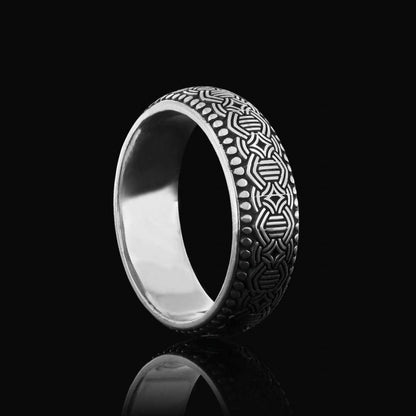 Special Design Modern Motif Silver Wedding Ring by SWISS PLUS - Sterling Silver Band Rings - view 3