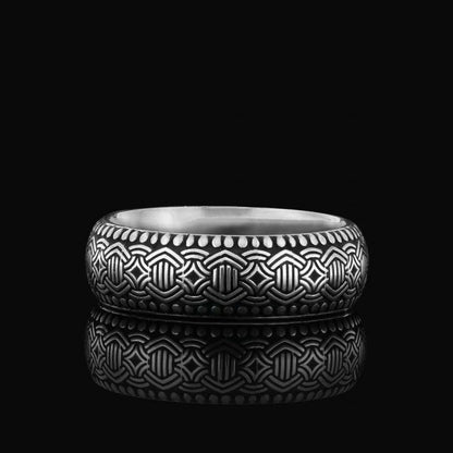 Special Design Modern Motif Silver Wedding Ring by SWISS PLUS - Sterling Silver Band Rings - view 5
