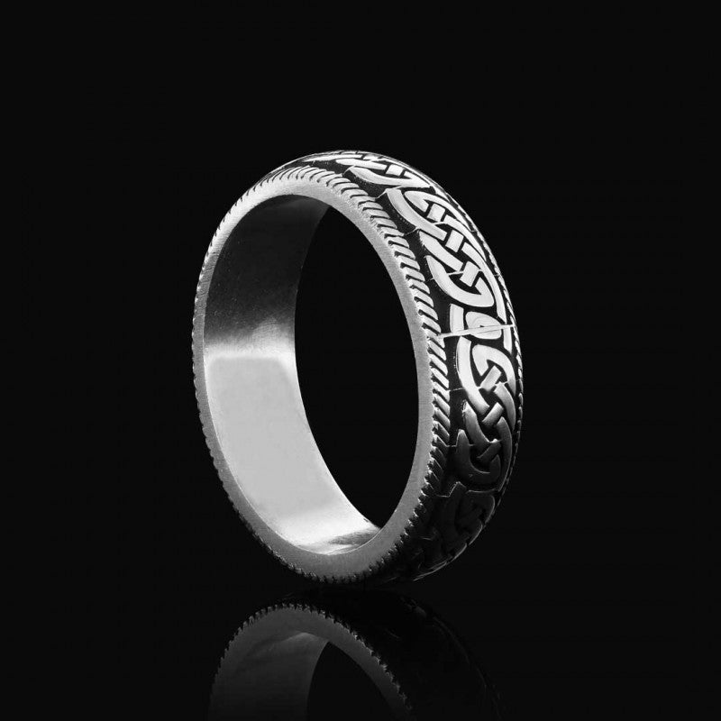 Chain Patterned Special Production Silver Wedding Ring - view 4