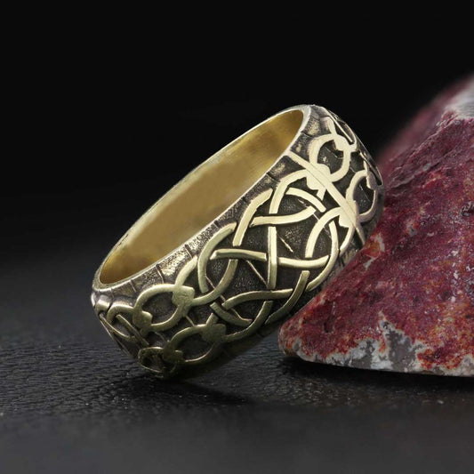 Personalized Handmade Motif Sterling Silver Wedding Ring - view 1