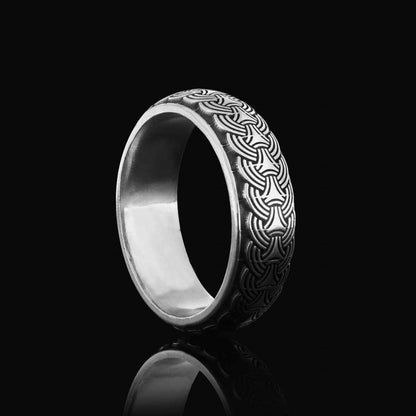 Ethnic Motif Embroidered Silver Wedding Ring by SWISS PLUS - Sterling Silver Band Rings - view 6