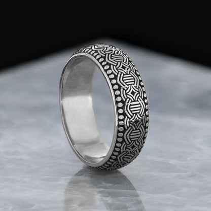 Special Design Modern Motif Silver Wedding Ring by SWISS PLUS - Sterling Silver Band Rings