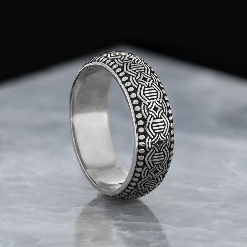 Special Design Modern Motif Silver Wedding Ring - view 1