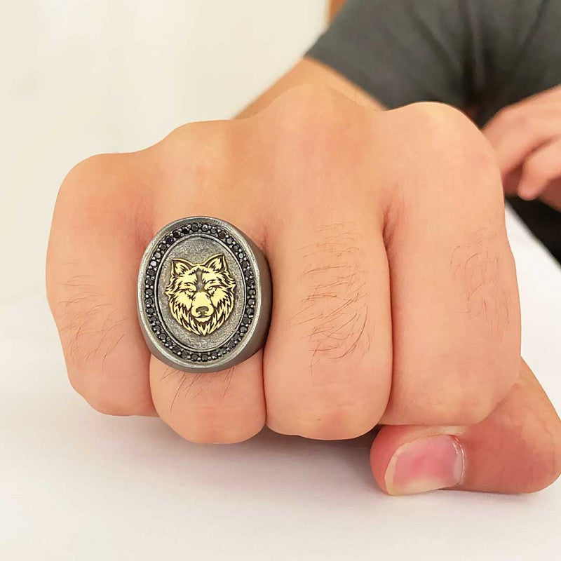 Wolf Silver Ring - view 4