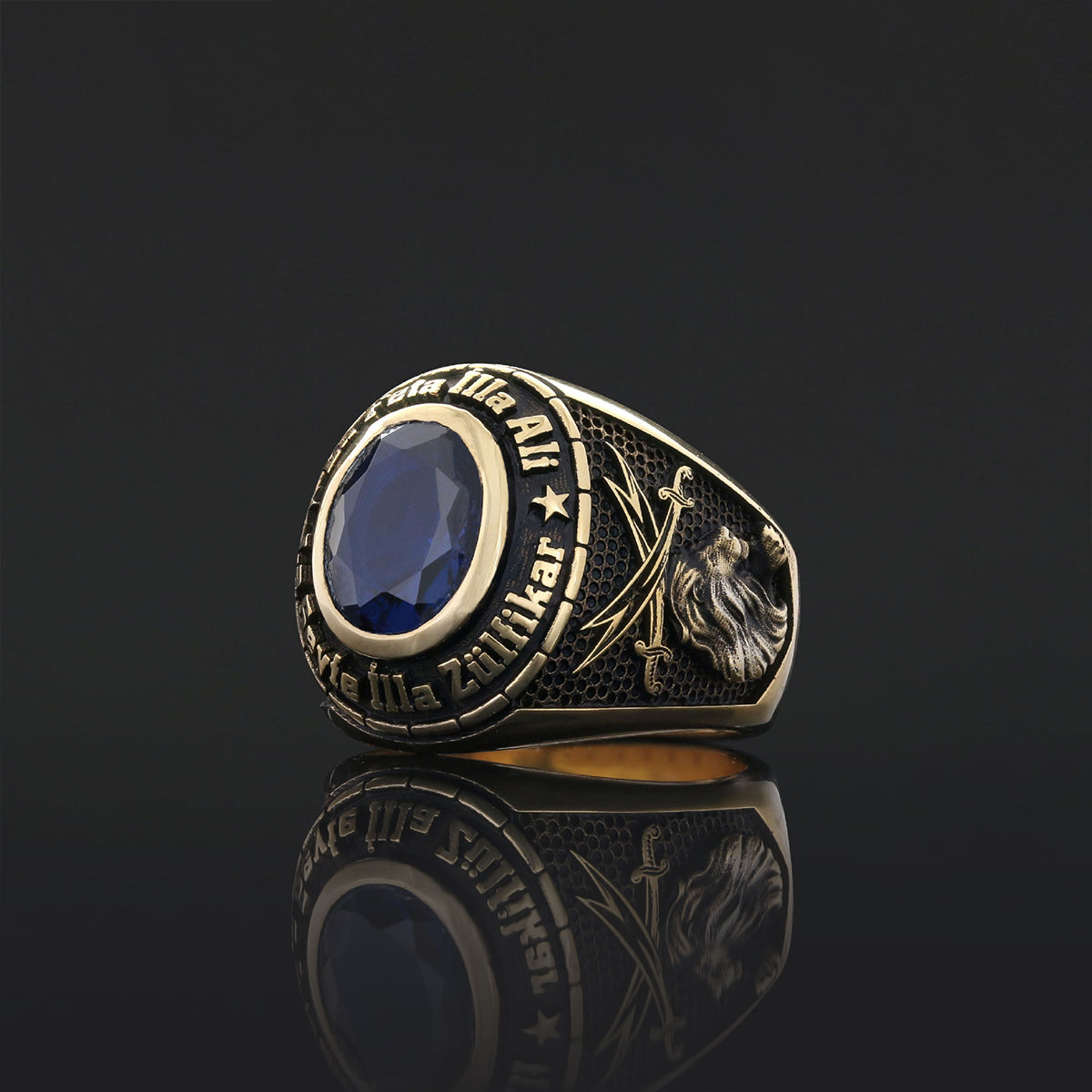 Zulfiqar Sword Ring, Muslim Ring, Dhulfiqar Sword Jewelry, Islamic Zulfiqar Stone With Ring, Hazrat Ali Lion Ring, Hz Ali Face Ring Gift Gold