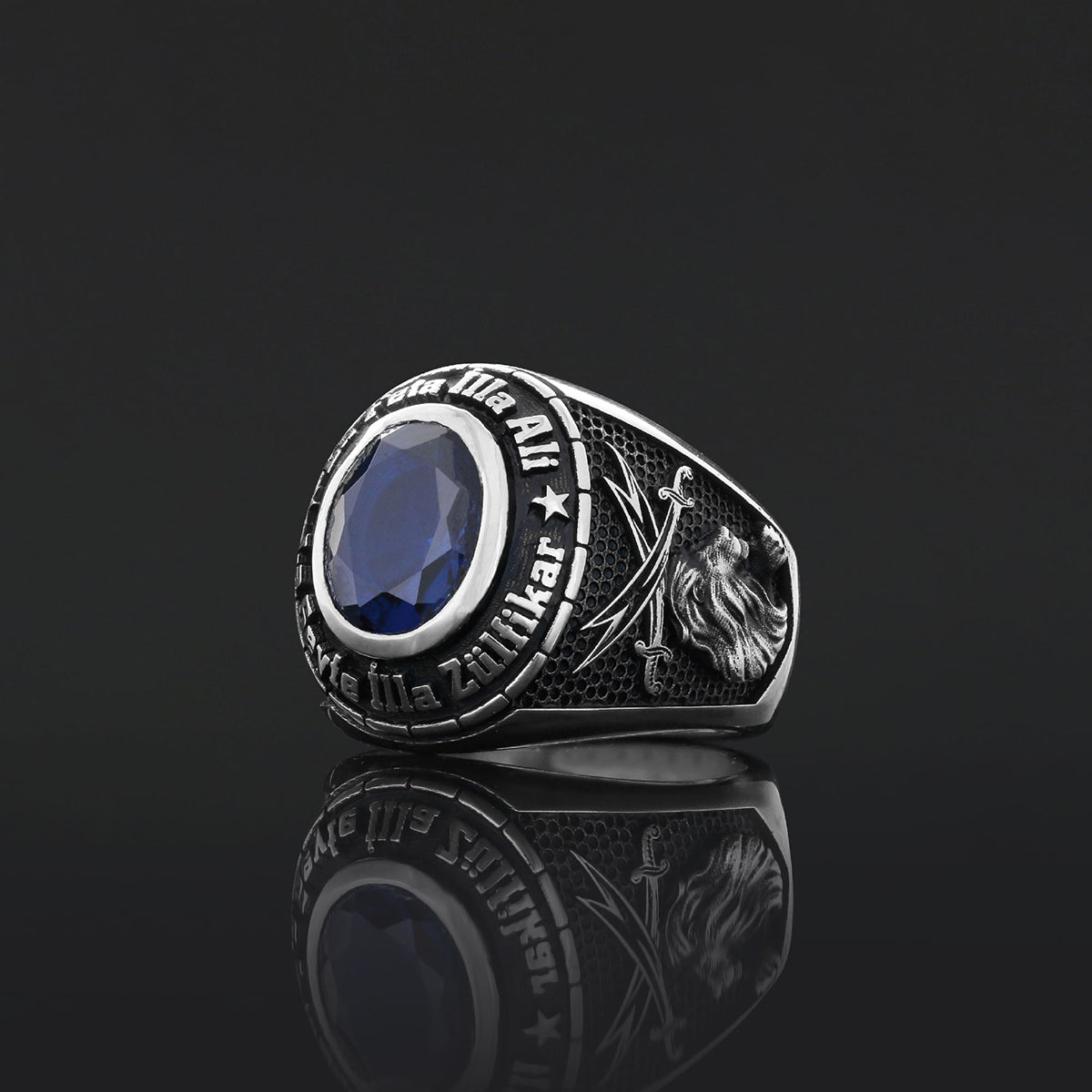 Zulfiqar Sword Ring, Muslim Ring, Dhulfiqar Sword Jewelry, Islamic Zulfiqar Stone With Ring, Hazrat Ali Lion Ring, Hz Ali Face Ring Gift Silver