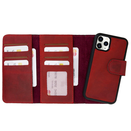 Apple Iphone 11 Pro Max Leather SANTA Wallet Case RED00
