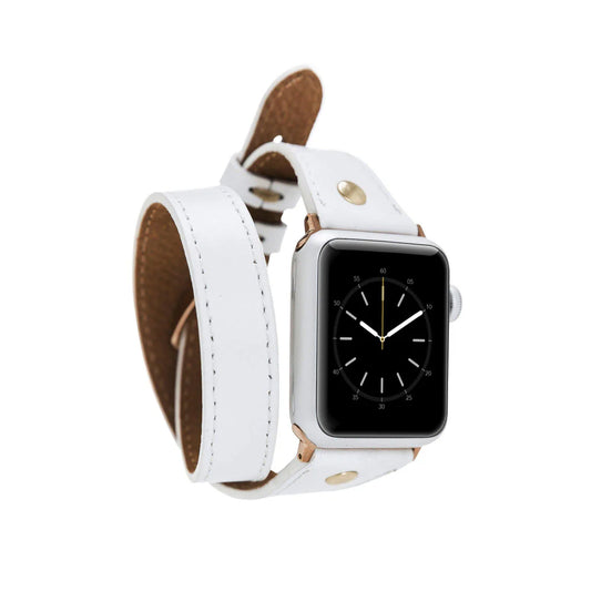 Hector Double Tour Leather Apple Watch Band with Gold Trok