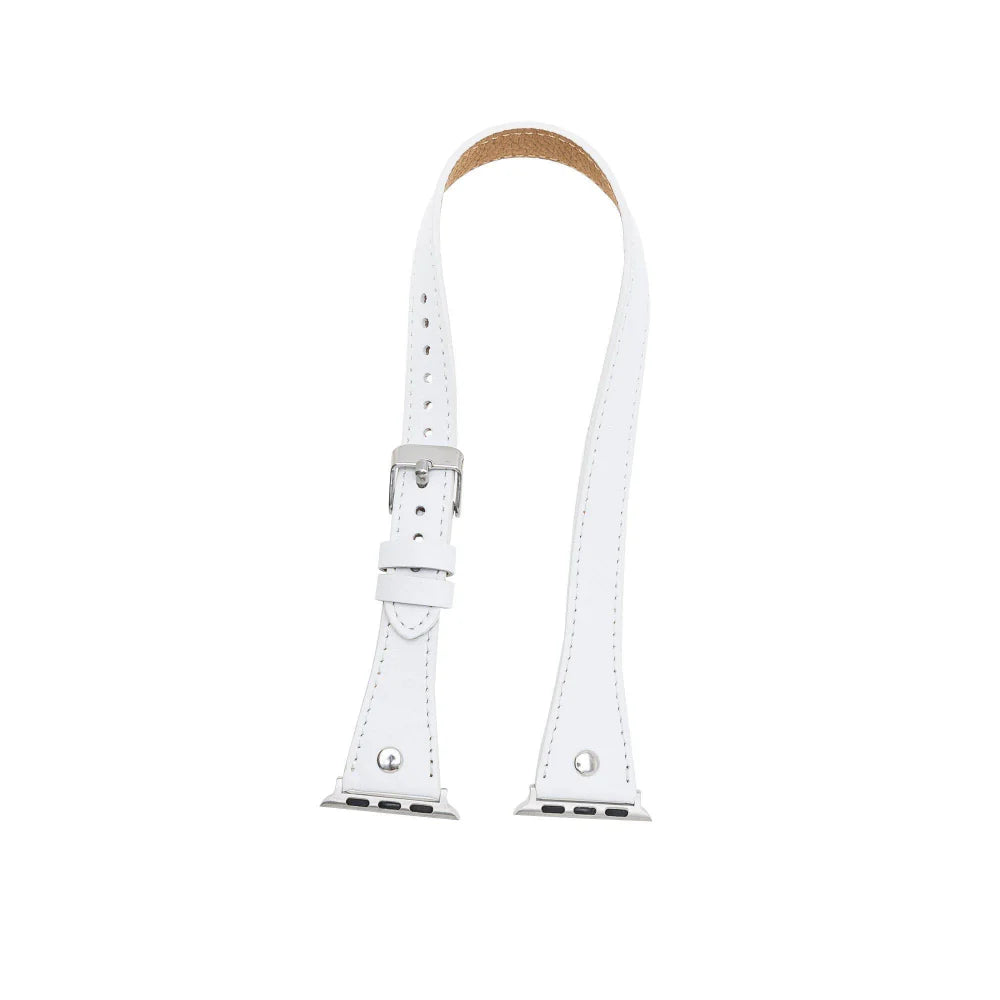 Hector Double Tour Leather Apple Watch Band with Silver Trok
